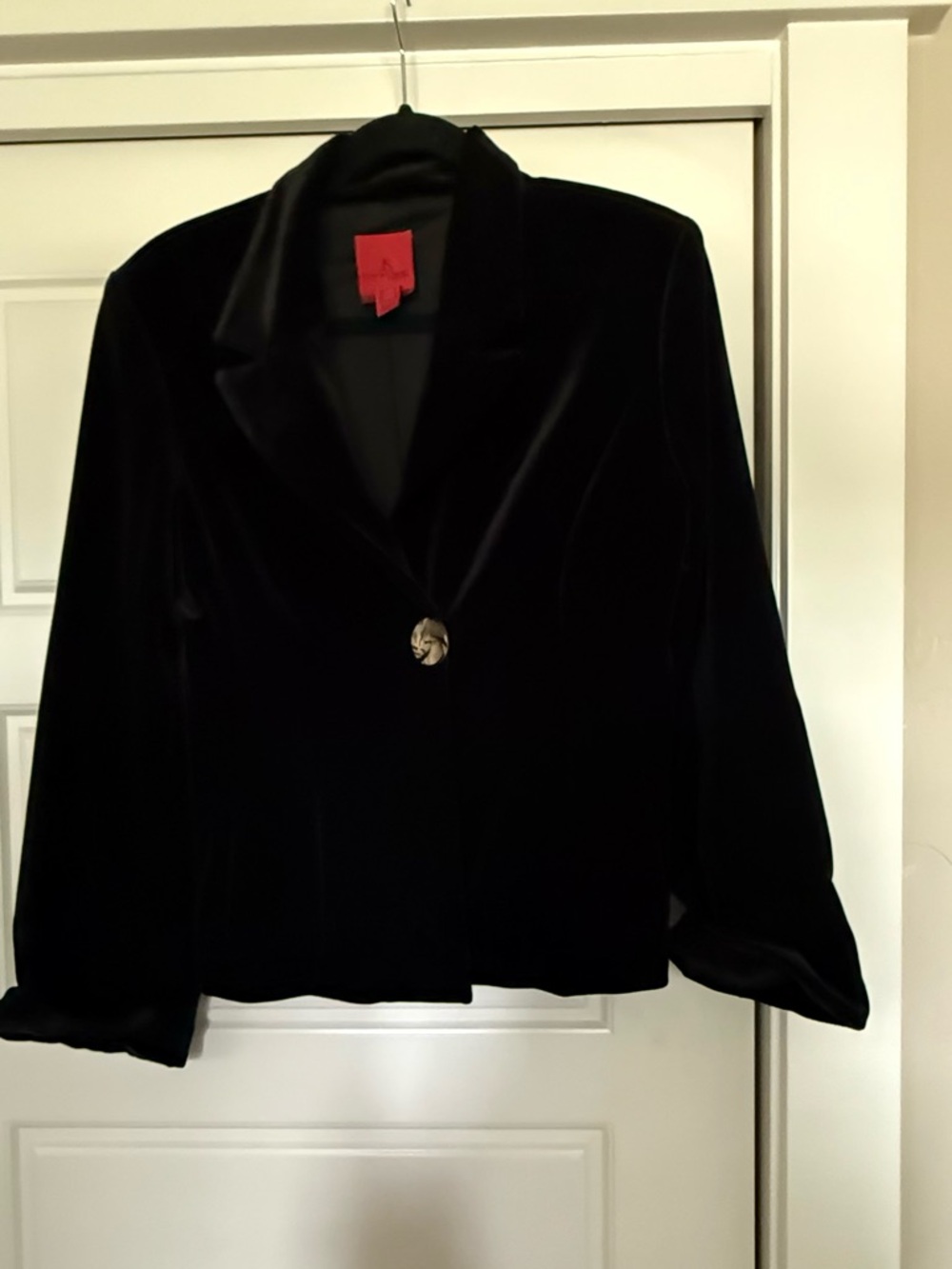 JS Collections Black Velvet Single-Button Blazer